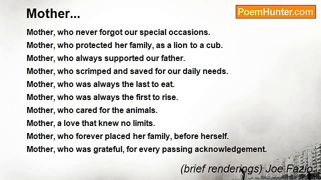 (brief renderings) Joe Fazio - Mother...