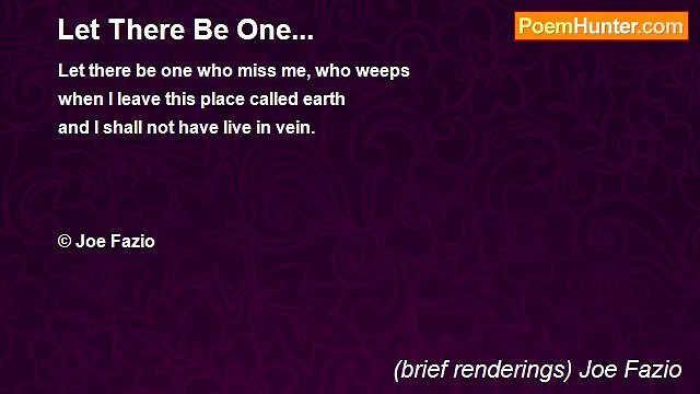 (brief renderings) Joe Fazio - Let There Be One...