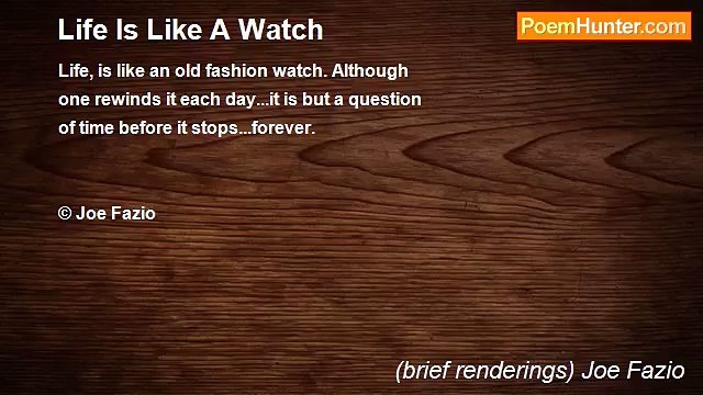 (brief renderings) Joe Fazio - Life Is Like A Watch