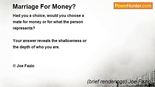 (brief renderings) Joe Fazio - Marriage For Money?