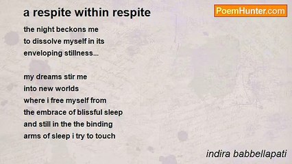 indira babbellapati - a respite within respite