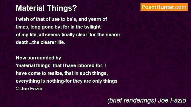 (brief renderings) Joe Fazio - Material Things?