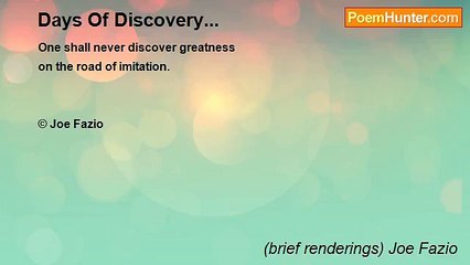 (brief renderings) Joe Fazio - Days Of Discovery...