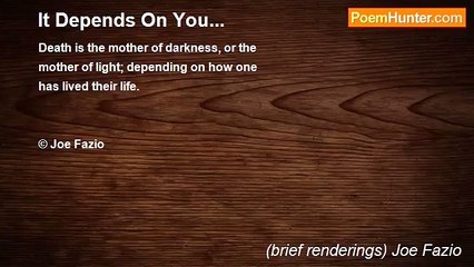 (brief renderings) Joe Fazio - It Depends On You...