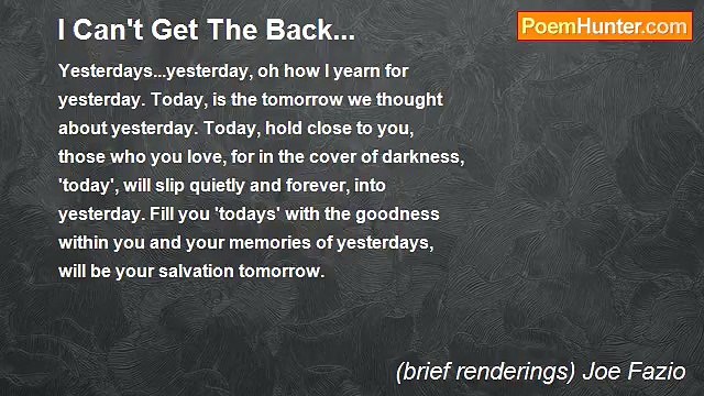 (brief renderings) Joe Fazio - I Can't Get The Back...