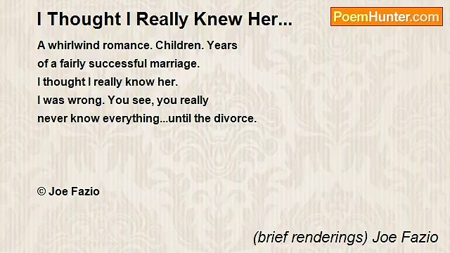 (brief renderings) Joe Fazio - I Thought I Really Knew Her...