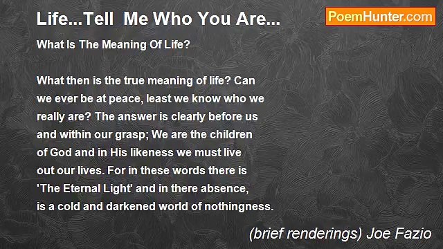 (brief renderings) Joe Fazio - Life...Tell Me Who You Are...