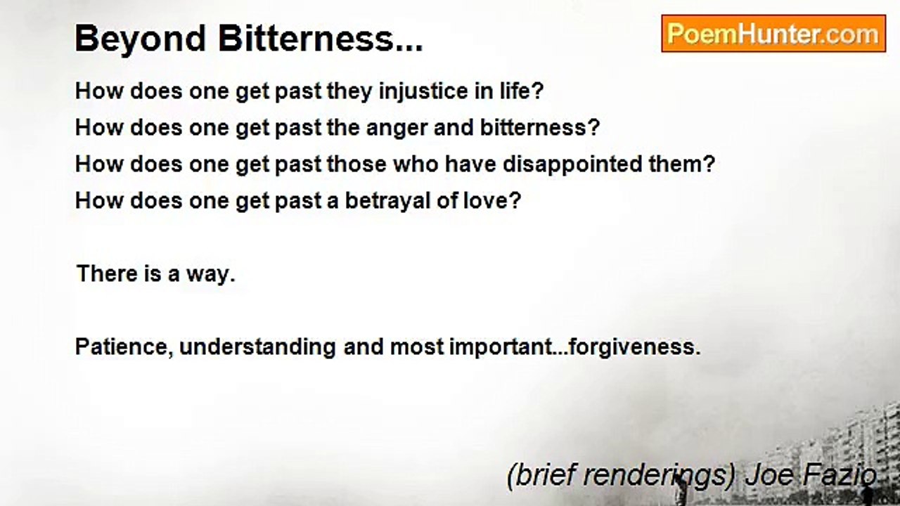 (brief renderings) Joe Fazio - Beyond Bitterness...