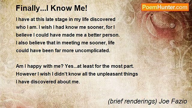 (brief renderings) Joe Fazio - Finally...I Know Me!