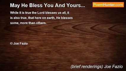 (brief renderings) Joe Fazio - May He Bless You And Yours...