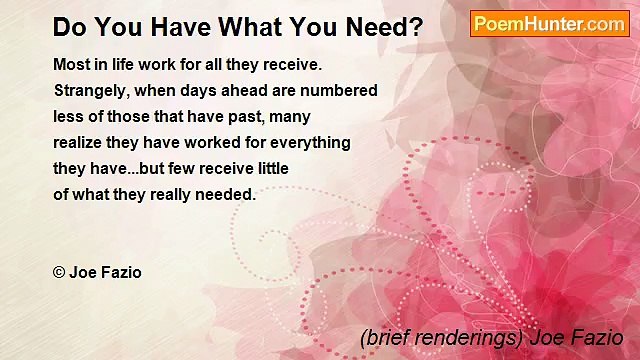 (brief renderings) Joe Fazio - Do You Have What You Need?