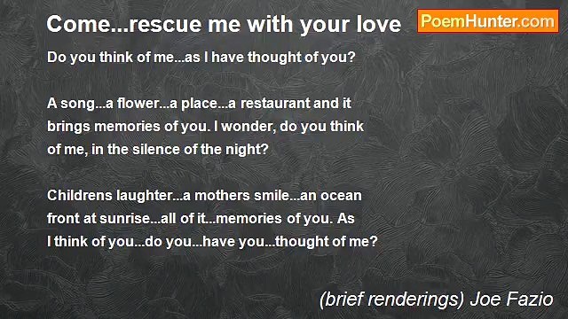 (brief renderings) Joe Fazio - Come...rescue me with your love