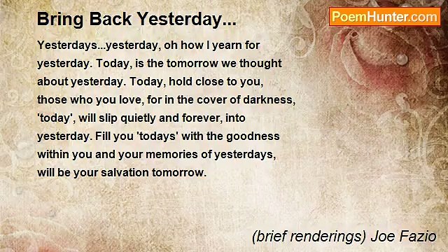 (brief renderings) Joe Fazio - Bring Back Yesterday...