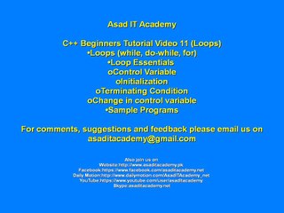 C++ Beginners Tutorial Video 11 by Asad It Academy