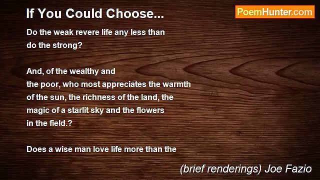 (brief renderings) Joe Fazio - If You Could Choose...