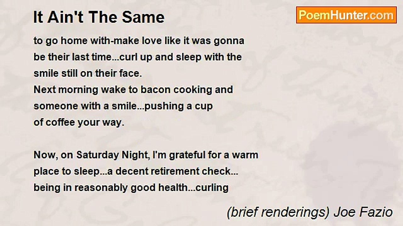 (brief renderings) Joe Fazio - It Ain't The Same
