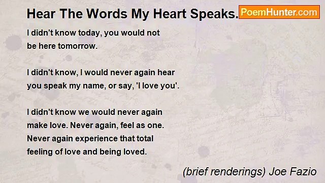 (brief renderings) Joe Fazio - Hear The Words My Heart Speaks...