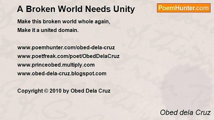 Obed dela Cruz - A Broken World Needs Unity