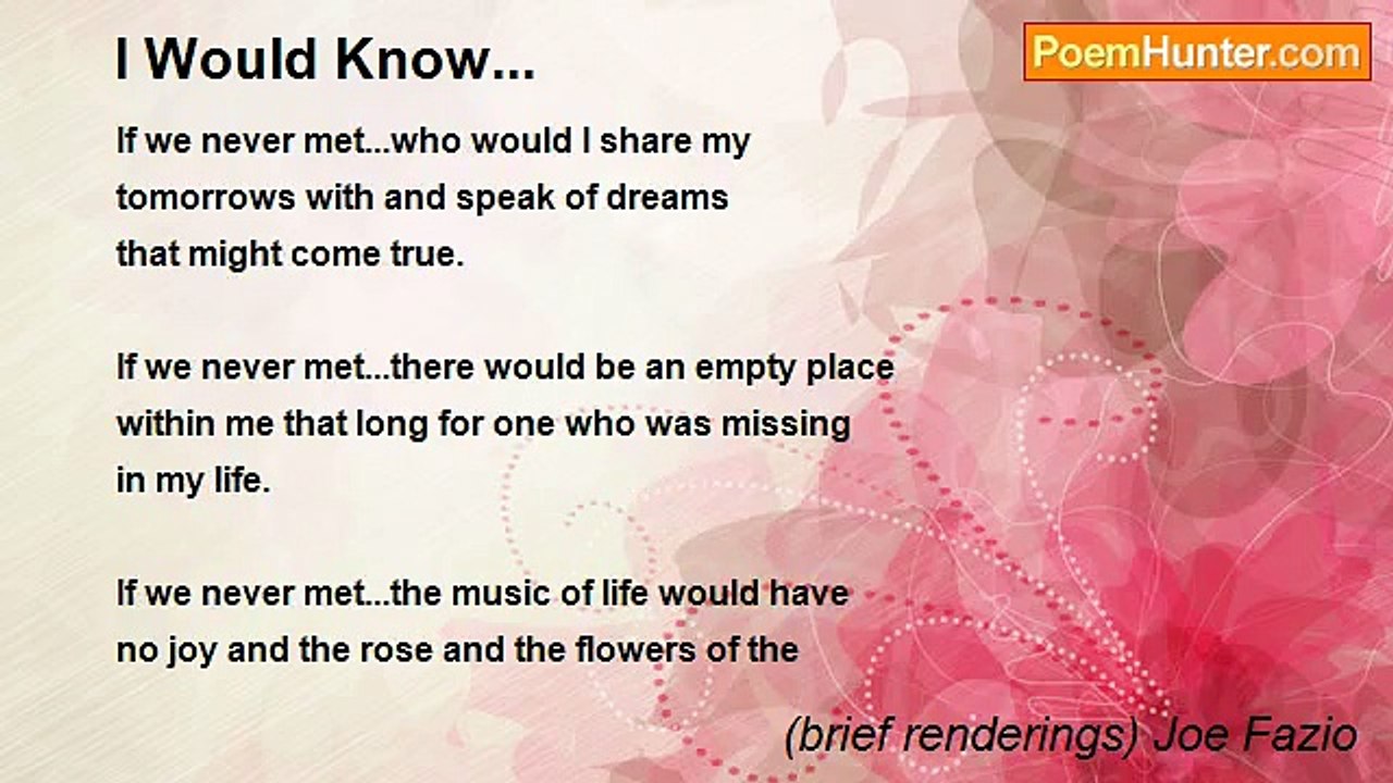 (brief renderings) Joe Fazio - I Would Know...