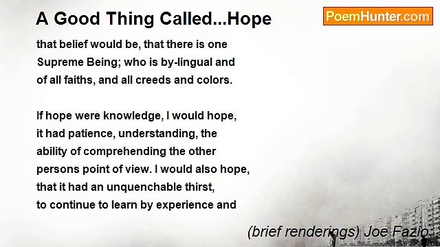 (brief renderings) Joe Fazio - A Good Thing Called...Hope