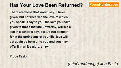 (brief renderings) Joe Fazio - Has Your Love Been Returned?