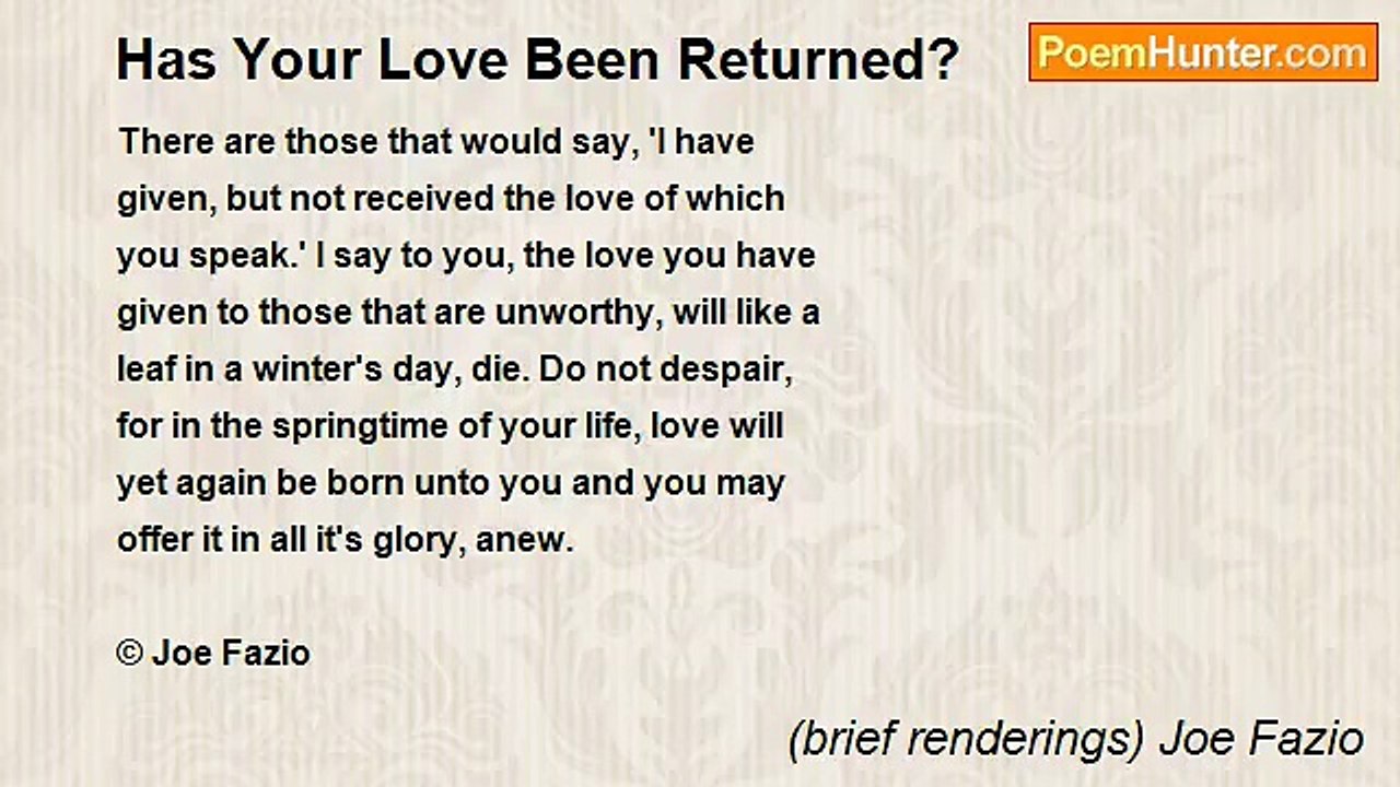 (brief renderings) Joe Fazio - Has Your Love Been Returned?