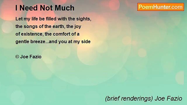 (brief renderings) Joe Fazio - I Need Not Much