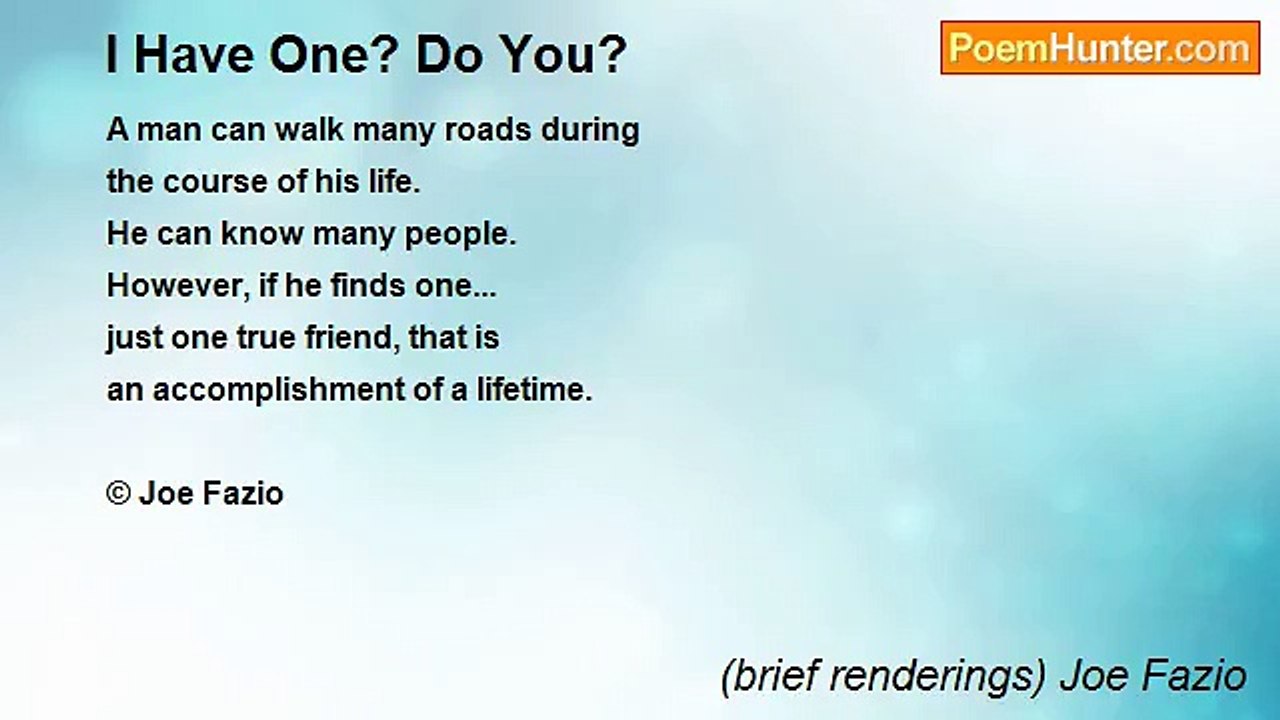 (brief renderings) Joe Fazio - I Have One? Do You?