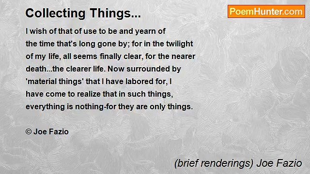 (brief renderings) Joe Fazio - Collecting Things...