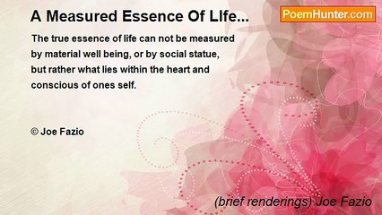 (brief renderings) Joe Fazio - A Measured Essence Of LIfe...