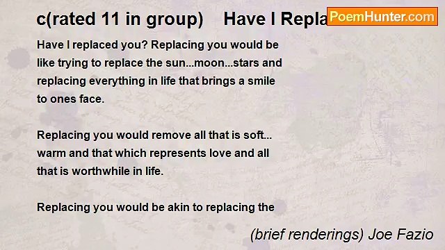 (brief renderings) Joe Fazio - c(rated 11 in group) Have I Replaced You?