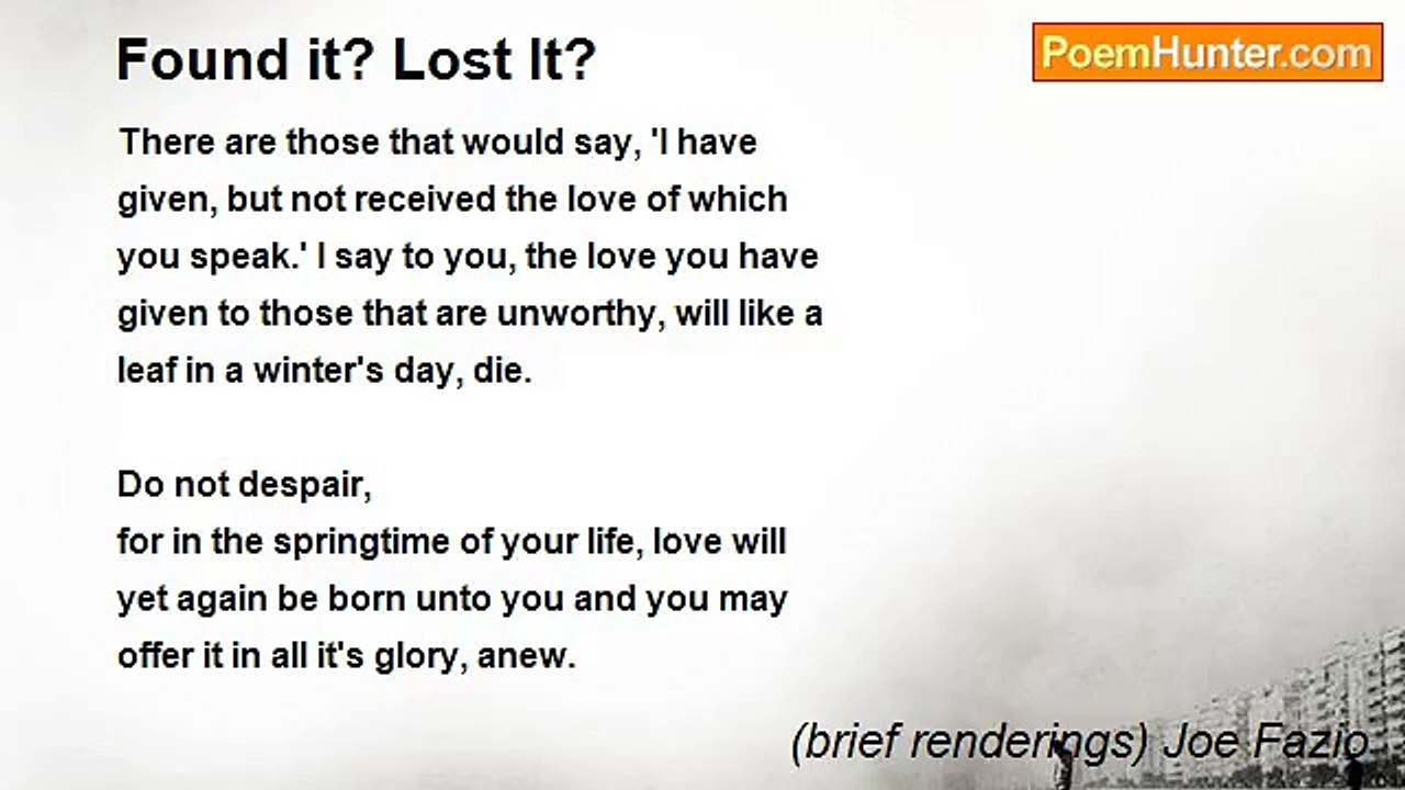 (brief renderings) Joe Fazio - Found it? Lost It?