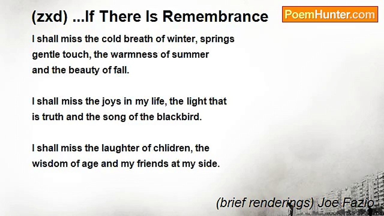 (brief renderings) Joe Fazio - (zxd) ...If There Is Remembrance