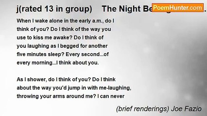 (brief renderings) Joe Fazio - j(rated 13 in group)    The Night Belongs To Us...