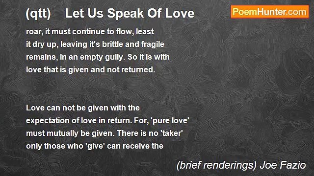 (brief renderings) Joe Fazio - (qtt) Let Us Speak Of Love