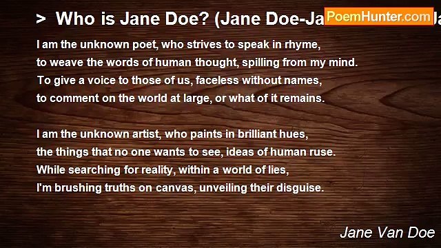 Jane Van Doe - > Who is Jane Doe? (Jane Doe-Jane Van Doe-Jane Doe)