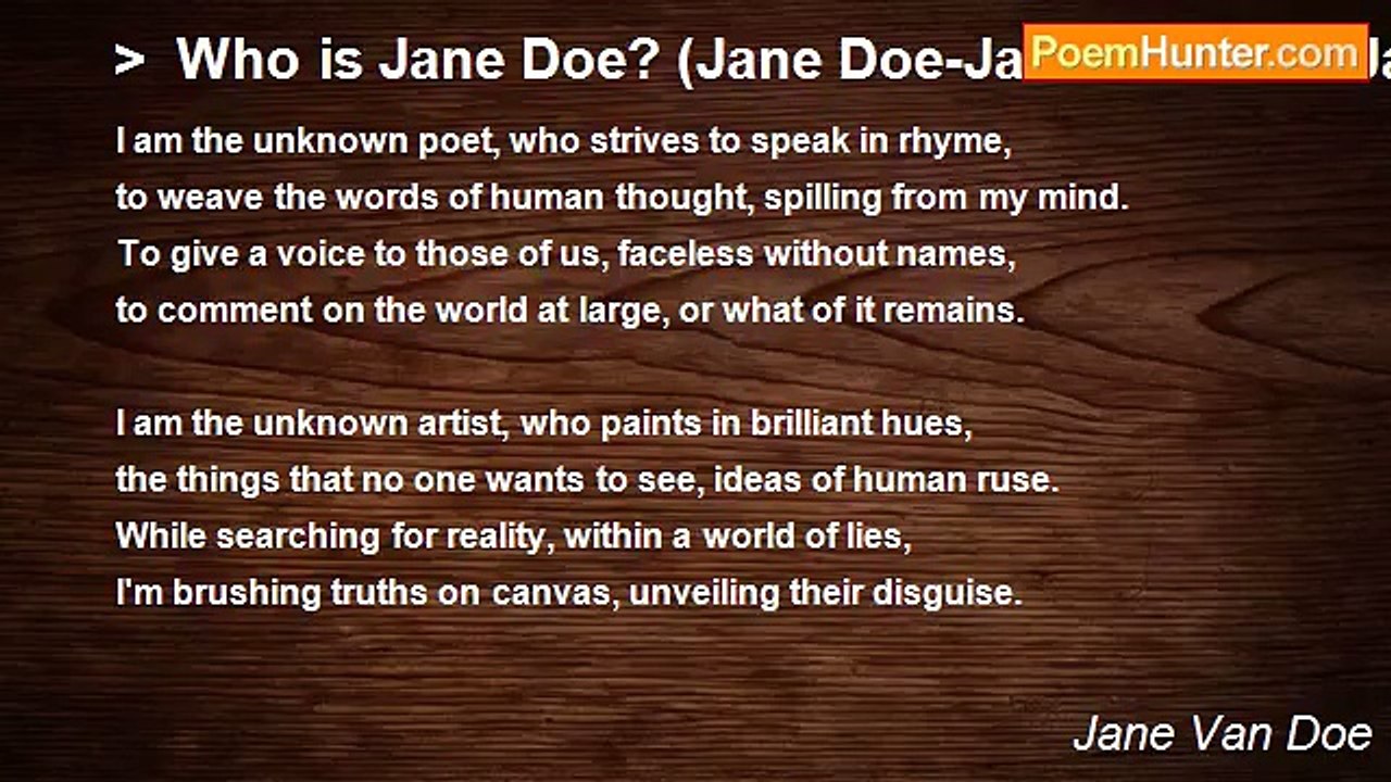 Jane Van Doe - >  Who is Jane Doe? (Jane Doe-Jane Van Doe-Jane Doe)