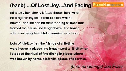 (brief renderings) Joe Fazio - (bacb) ...Of Lost Joy...And Fading Memories