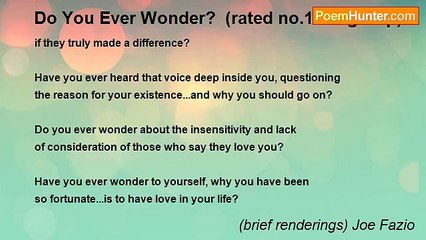 (brief renderings) Joe Fazio - Do You Ever Wonder?  (rated no.15 in group)