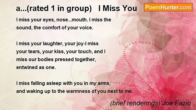 (brief renderings) Joe Fazio - a...(rated 1 in group) I Miss You