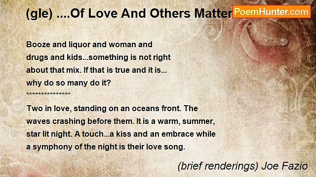 (brief renderings) Joe Fazio - (gle) ....Of Love And Others Matters