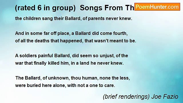 (brief renderings) Joe Fazio - (rated 6 in group) Songs From The Grave