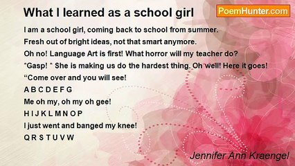 Jennifer Ann Kraengel - What I learned as a school girl