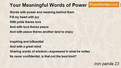 iron panda 23 - Your Meaningful Words of Power (dedicated to Sir Afzal Shauq)