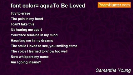 Samantha Young - font color= aquaTo Be Loved
