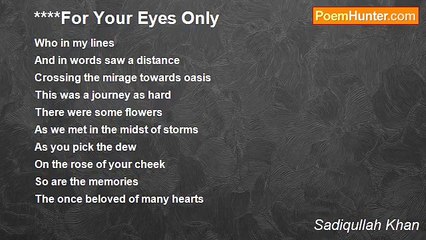 Sadiqullah Khan - For Your Eyes Only