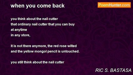 RIC S. BASTASA - when you come back