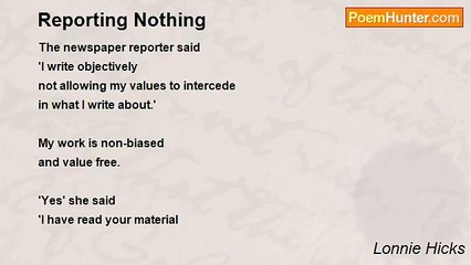 Lonnie Hicks - Reporting Nothing