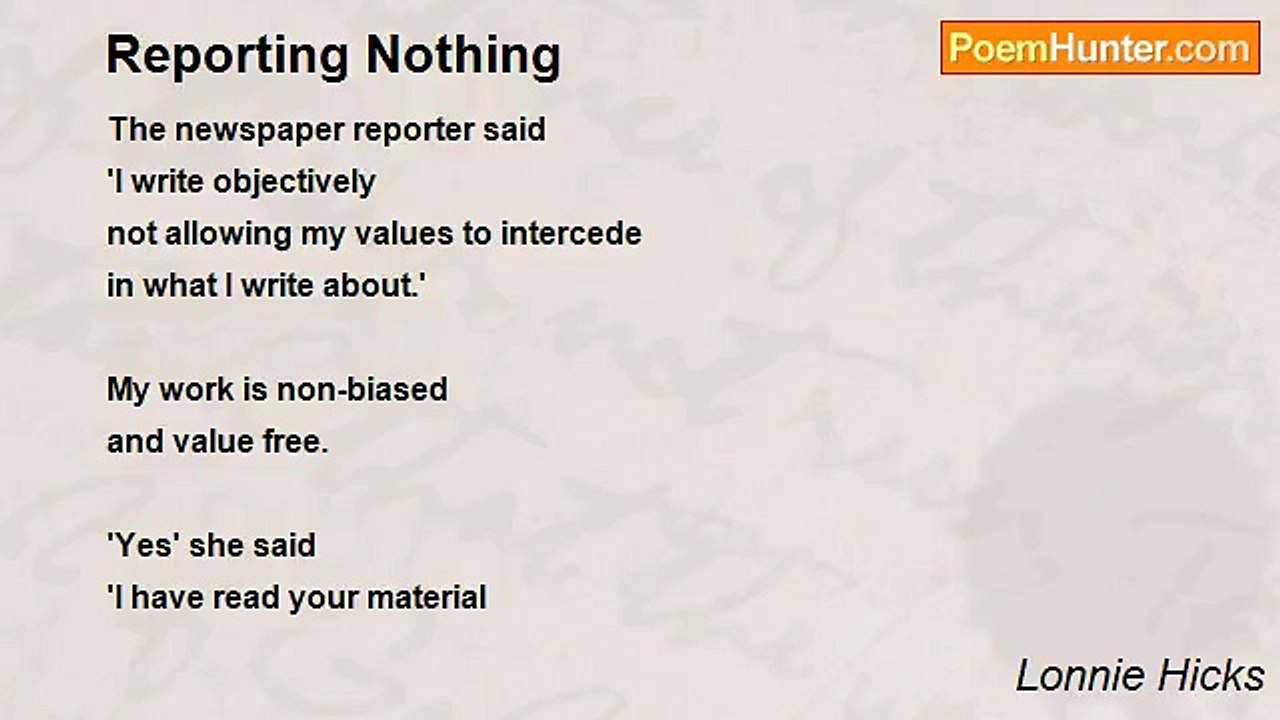 Lonnie Hicks - Reporting Nothing
