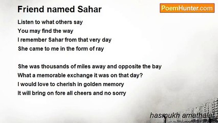 hasmukh amathalal - Friend named Sahar